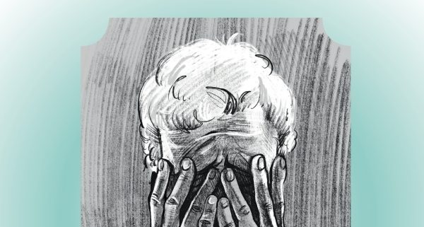 Mustvalge joonis heledate juustega inimesest, kes katab nägu mõlema käega. Illustratsiooni kohal on helesinisel taustal oranžide suurtähtedega tekst VABALT JA VÄÄRIKALT - praktiline käsiraamat füüsilise sekkumise vältimiseks.