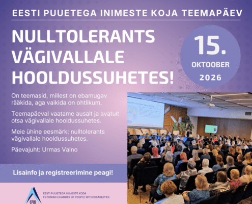 Teemapäeva Nulltolerants vägivallale hooldussuhetes 1510.2026 infograafika. Tekst leitav uudise sisust.