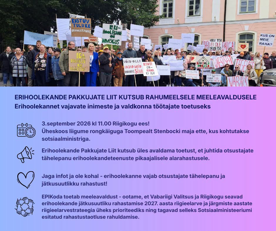 Erihoolekande meeleavaldus 2026 infograafika
