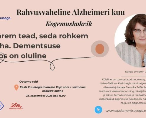 Elu Dementsusega kogemuskohviku 23.09.2026 infograafika