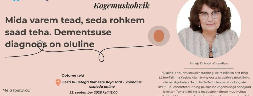 Elu Dementsusega kogemuskohviku 23.09.2026 infograafika